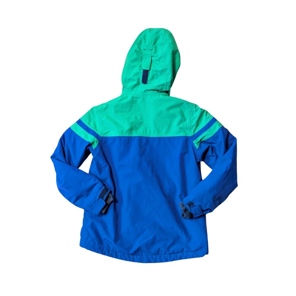 Lands' End Boys Blue Green Hooded Ski Jacket Waterproof Coat Grow-A-Longs F17
